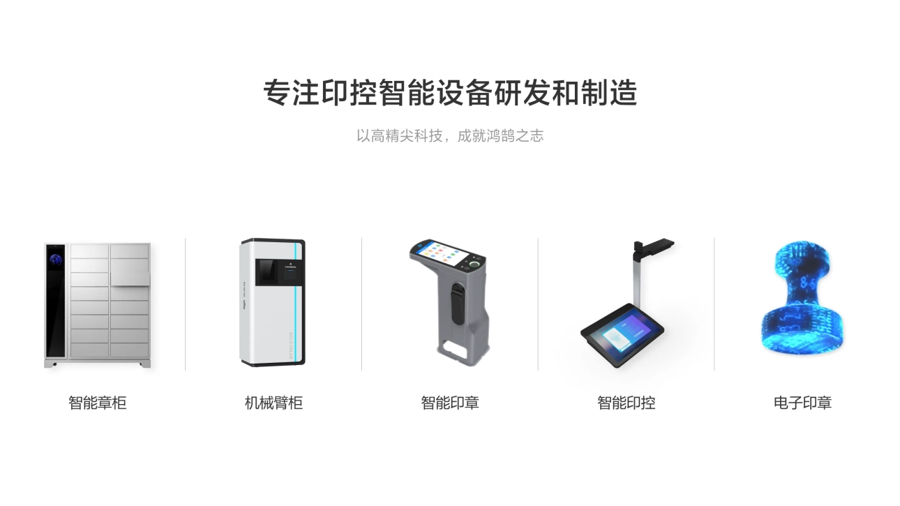 顺易通公司产品五大分类：章柜，臂柜，印章，印控，印章